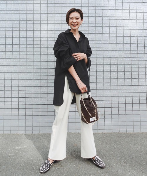 KOBE LETTUCE（コウベレタス）の「キャンディースリーブビッグシルエットシャツ（シャツ/ブラウス・レディース・ブラック/ベージュ/オフホワイト/サックスブルー・FREE）」の5枚目の写真