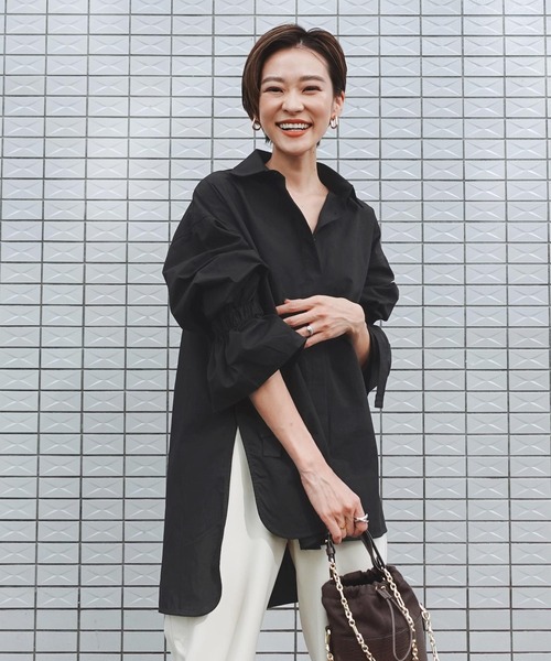 KOBE LETTUCE（コウベレタス）の「キャンディースリーブビッグシルエットシャツ（シャツ/ブラウス・レディース・ブラック/ベージュ/オフホワイト/サックスブルー・FREE）」の19枚目の写真