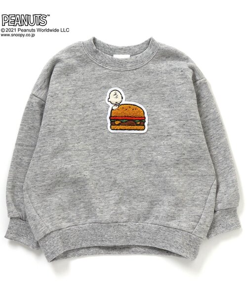 PEANUTS(ピーナッツ)の「PEANUTS サガラワッペントレーナー(スヌーピー)(スウェット・キッズ・ベージュ/グレー/ブラック・110/90/80/120/100/130)」の1枚目の写真