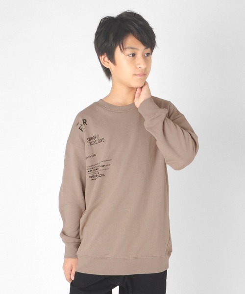 GLAZOS（グラソス）の「裏毛・ドロップショルダーアソートプリントトレーナー（スウェット・キッズ・オフホワイト/ライトグリーン/ブラック/ネイビー/グレー/グリーン/ベージュ/マスタード/ブラウン/サックスブルー・160cm/170cm/150cm/130cm/140cm）」の5枚目の写真