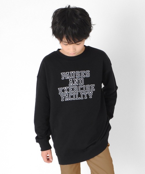 GLAZOS（グラソス）の「裏毛・ドロップショルダーアソートプリントトレーナー（スウェット・キッズ・オフホワイト/ライトグリーン/ブラック/ネイビー/グレー/グリーン/ベージュ/マスタード/ブラウン/サックスブルー・160cm/170cm/150cm/130cm/140cm）」の2枚目の写真