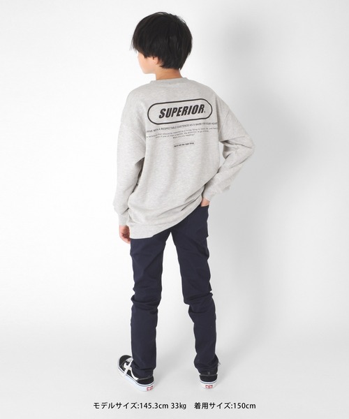 GLAZOS（グラソス）の「裏毛・ドロップショルダーアソートプリントトレーナー（スウェット・キッズ・オフホワイト/ライトグリーン/ブラック/ネイビー/グレー/グリーン/ベージュ/マスタード/ブラウン/サックスブルー・160cm/170cm/150cm/130cm/140cm）」の18枚目の写真