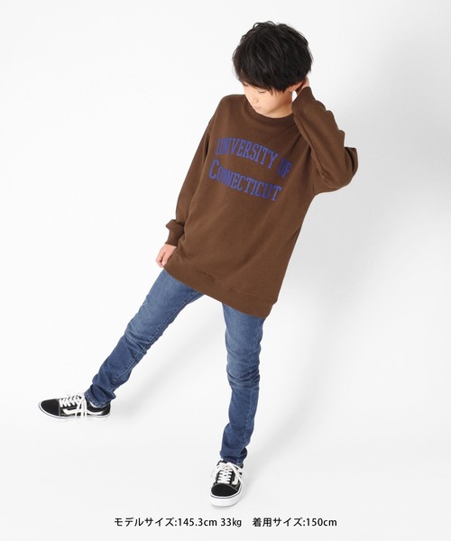 GLAZOS（グラソス）の「裏毛・ドロップショルダーアソートプリントトレーナー（スウェット・キッズ・オフホワイト/ライトグリーン/ブラック/ネイビー/グレー/グリーン/ベージュ/マスタード/ブラウン/サックスブルー・160cm/170cm/150cm/130cm/140cm）」の19枚目の写真