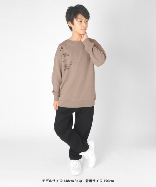 GLAZOS（グラソス）の「裏毛・ドロップショルダーアソートプリントトレーナー（スウェット・キッズ・オフホワイト/ライトグリーン/ブラック/ネイビー/グレー/グリーン/ベージュ/マスタード/ブラウン/サックスブルー・160cm/170cm/150cm/130cm/140cm）」の20枚目の写真