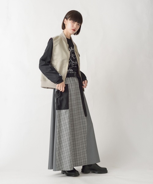 La SRIC（ラスリック）の「La SRIC / アシメチェックフレアSK（スカート・レディース・ブラック/グレー・38）」の5枚目の写真