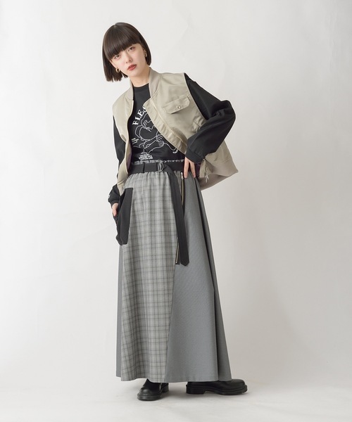 La SRIC（ラスリック）の「La SRIC / アシメチェックフレアSK（スカート・レディース・ブラック/グレー・38）」の7枚目の写真