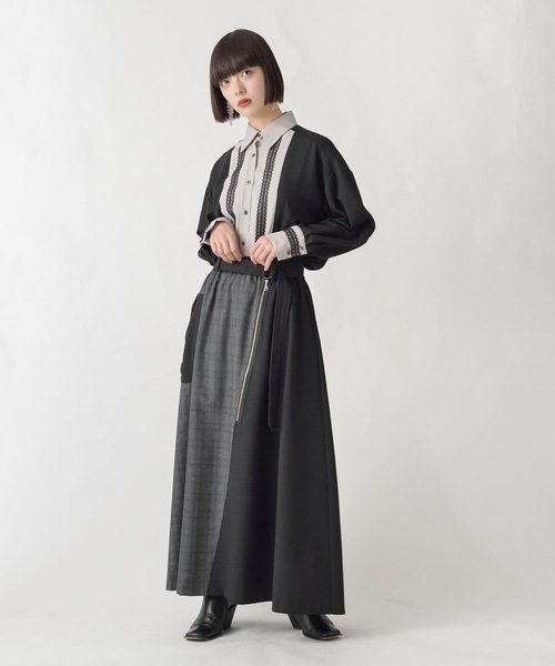 La SRIC（ラスリック）の「La SRIC / アシメチェックフレアSK（スカート・レディース・ブラック/グレー・38）」の14枚目の写真