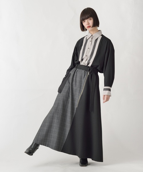 La SRIC（ラスリック）の「La SRIC / アシメチェックフレアSK（スカート・レディース・ブラック/グレー・38）」の15枚目の写真