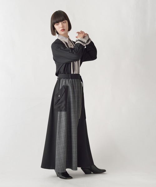 La SRIC（ラスリック）の「La SRIC / アシメチェックフレアSK（スカート・レディース・ブラック/グレー・38）」の16枚目の写真