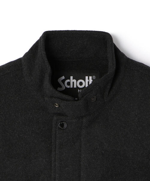 schott（ショット）の「Schott/ショット/WOOL MILITARY COAT/ウールミリタリーコート（ステンカラーコート・メンズ・ブラック/オリーブ・MEDIUM/LARGE/X-LARGE/FREE）」の4枚目の写真