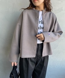 [Champion/チャンピオン] ダンボールニット スナップボタンノーカラーカーディガン