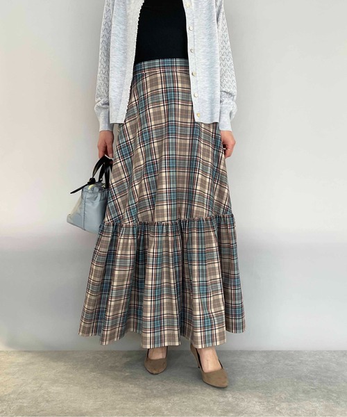 DIARIUM（ディアリウム）の「チェックティアードスカート（スカート・レディース・ベージュ/オレンジ・M）」の6枚目の写真