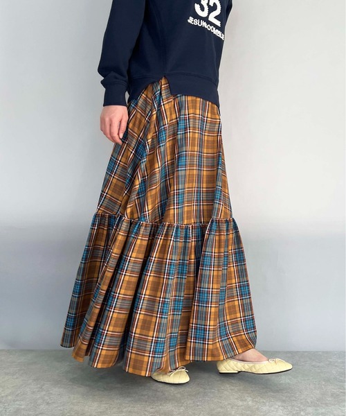 DIARIUM（ディアリウム）の「チェックティアードスカート（スカート・レディース・ベージュ/オレンジ・M）」の15枚目の写真