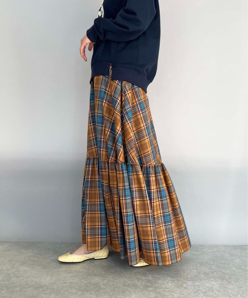 DIARIUM（ディアリウム）の「チェックティアードスカート（スカート・レディース・ベージュ/オレンジ・M）」の17枚目の写真