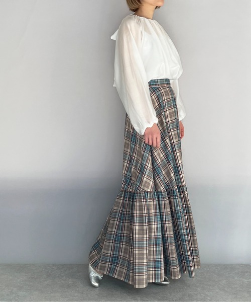 DIARIUM（ディアリウム）の「チェックティアードスカート（スカート・レディース・ベージュ/オレンジ・M）」の12枚目の写真