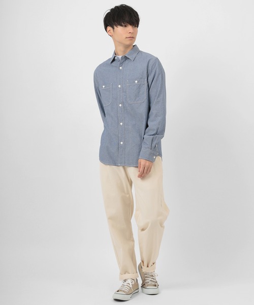 make a ray!(メイク ア レイ!)の「ダンガリー ベーシック ワークシャツ/レギュラーカラー 長袖シャツ(シャツ/ブラウス・メンズ・ホワイト/ネイビー/ブルー・M/L/XL)」の12枚目の写真