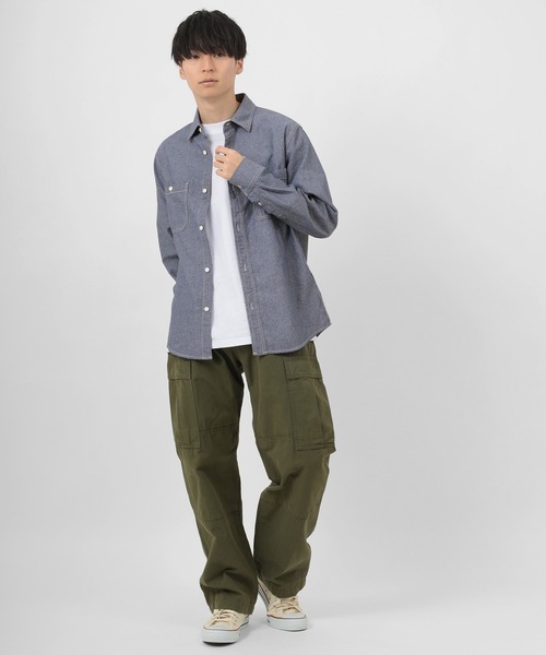 make a ray!(メイク ア レイ!)の「ダンガリー ベーシック ワークシャツ/レギュラーカラー 長袖シャツ(シャツ/ブラウス・メンズ・ホワイト/ネイビー/ブルー・M/L/XL)」の5枚目の写真