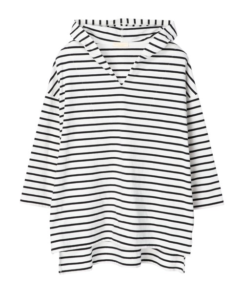 earth music&ecology(アースミュージックアンドエコロジー)の「ボーダーフードプルオーバー*(パーカー・レディース・ブラック/ライム/モカ・FREE)」の16枚目の写真