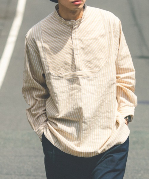 BROKEN BASE（ブロークンベース）の「フィッシャーマンシャツ（シャツ/ブラウス・メンズ・ブルー/ベージュ・MEDIUM/LARGE）」の2枚目の写真