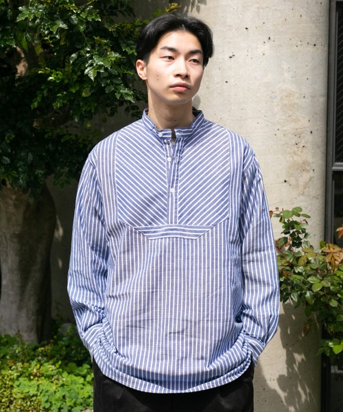 BROKEN BASE（ブロークンベース）の「フィッシャーマンシャツ（シャツ/ブラウス・メンズ・ブルー/ベージュ・MEDIUM/LARGE）」の9枚目の写真