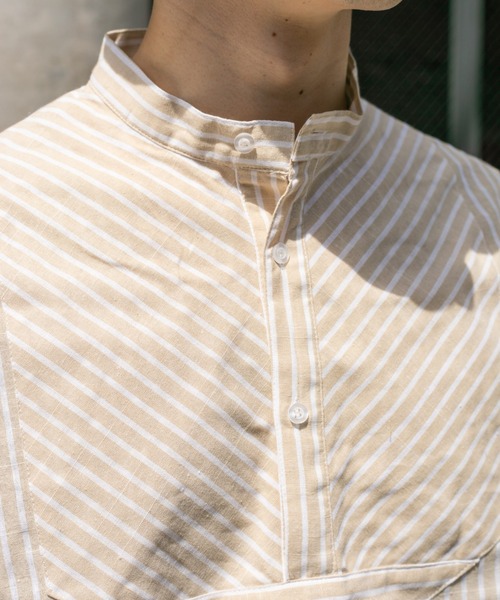 BROKEN BASE（ブロークンベース）の「フィッシャーマンシャツ（シャツ/ブラウス・メンズ・ブルー/ベージュ・MEDIUM/LARGE）」の7枚目の写真