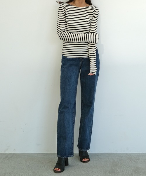 AKTE(アクテ)の「バックラウンドサーマルプルオーバー(Tシャツ/カットソー・レディース・ホワイト×ブラック/ブラック/ベージュ・FREE)」の21枚目の写真