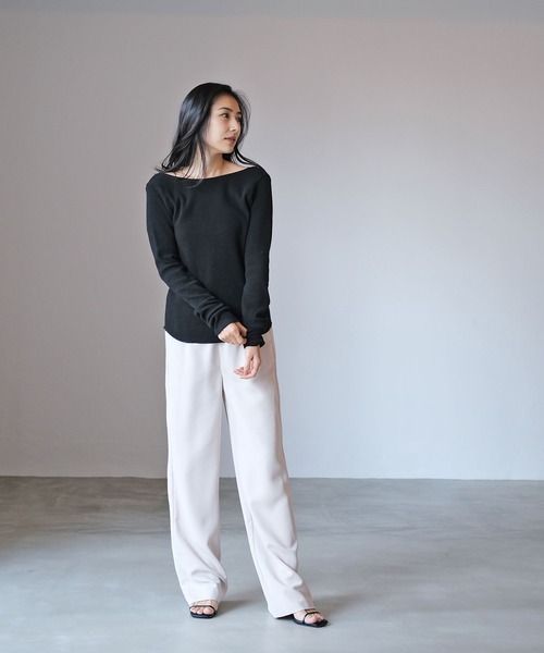 AKTE(アクテ)の「バックラウンドサーマルプルオーバー(Tシャツ/カットソー・レディース・ホワイト×ブラック/ブラック/ベージュ・FREE)」の10枚目の写真