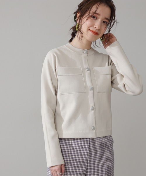 N.（N. Natural Beauty Basic）（エヌエヌナチュラルビューティーベーシック）の「◆シルバーボタンポケットニットカーディガン（カーディガン/ボレロ・レディース・イエロー/クリーム・MEDIUM）」の3枚目の写真