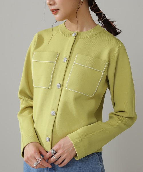 N.（N. Natural Beauty Basic）（エヌエヌナチュラルビューティーベーシック）の「◆シルバーボタンポケットニットカーディガン（カーディガン/ボレロ・レディース・イエロー/クリーム・MEDIUM）」の14枚目の写真