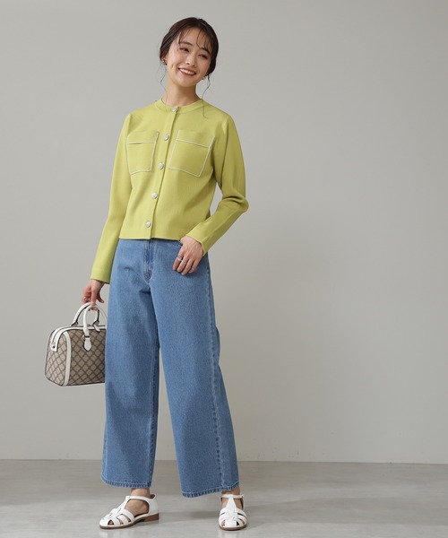 N.（N. Natural Beauty Basic）（エヌエヌナチュラルビューティーベーシック）の「◆シルバーボタンポケットニットカーディガン（カーディガン/ボレロ・レディース・イエロー/クリーム・MEDIUM）」の9枚目の写真