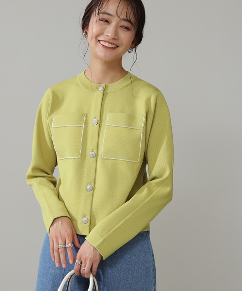 N.（N. Natural Beauty Basic）（エヌエヌナチュラルビューティーベーシック）の「◆シルバーボタンポケットニットカーディガン（カーディガン/ボレロ・レディース・イエロー/クリーム・MEDIUM）」の11枚目の写真