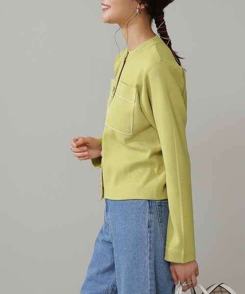 N.（N. Natural Beauty Basic）（エヌエヌナチュラルビューティーベーシック）の「◆シルバーボタンポケットニットカーディガン（カーディガン/ボレロ・レディース・イエロー/クリーム・MEDIUM）」の12枚目の写真