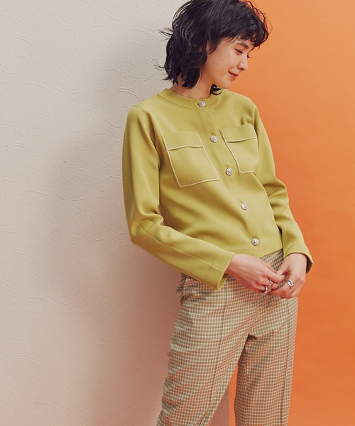 N.（N. Natural Beauty Basic）（エヌエヌナチュラルビューティーベーシック）の「◆シルバーボタンポケットニットカーディガン（カーディガン/ボレロ・レディース・イエロー/クリーム・MEDIUM）」の8枚目の写真