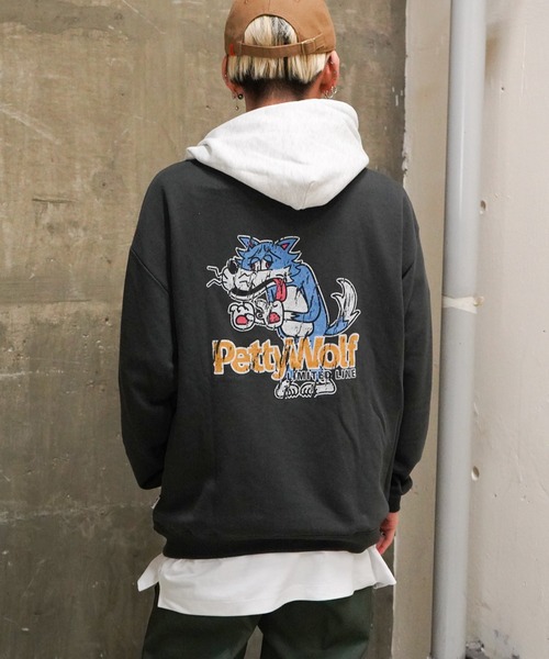 VENCEEXCHANGE（ヴァンスエクスチェンジ）の「裏毛バックプリント配色カラーパーカー　　オーバーサイズ/スウェット/PK/クレイジーパターン（パーカー・メンズ・チャコールグレー/オフホワイト/ブルー/コーラル/その他31・L/M）」の2枚目の写真