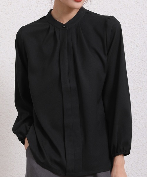 Coo+i（クーイ）の「フロントタックデザイン長袖ブラウス（シャツ/ブラウス・レディース・ネイビー/グレー/ブラック/ピンク/ベージュ/ホワイト・XL/M/L）」の2枚目の写真