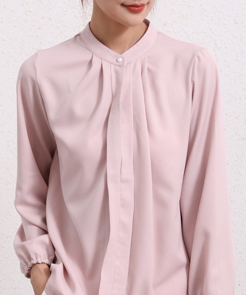 Coo+i（クーイ）の「フロントタックデザイン長袖ブラウス（シャツ/ブラウス・レディース・ネイビー/グレー/ブラック/ピンク/ベージュ/ホワイト・XL/M/L）」の9枚目の写真