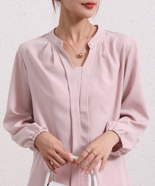 Coo+i（クーイ）の「フロントタックデザイン長袖ブラウス（シャツ/ブラウス・レディース・ネイビー/グレー/ブラック/ピンク/ベージュ/ホワイト・XL/M/L）」の10枚目の写真