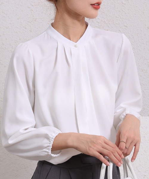 Coo+i（クーイ）の「フロントタックデザイン長袖ブラウス（シャツ/ブラウス・レディース・ネイビー/グレー/ブラック/ピンク/ベージュ/ホワイト・XL/M/L）」の18枚目の写真