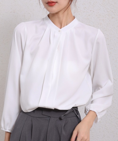 Coo+i（クーイ）の「フロントタックデザイン長袖ブラウス（シャツ/ブラウス・レディース・ネイビー/グレー/ブラック/ピンク/ベージュ/ホワイト・XL/M/L）」の19枚目の写真