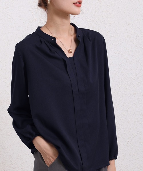 Coo+i（クーイ）の「フロントタックデザイン長袖ブラウス（シャツ/ブラウス・レディース・ネイビー/グレー/ブラック/ピンク/ベージュ/ホワイト・XL/M/L）」の21枚目の写真