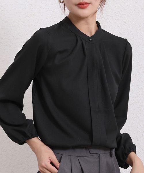 Coo+i（クーイ）の「フロントタックデザイン長袖ブラウス（シャツ/ブラウス・レディース・ネイビー/グレー/ブラック/ピンク/ベージュ/ホワイト・XL/M/L）」の7枚目の写真