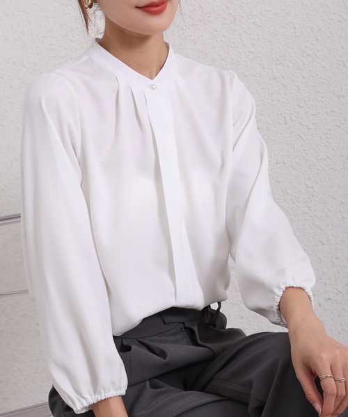 Coo+i（クーイ）の「フロントタックデザイン長袖ブラウス（シャツ/ブラウス・レディース・ネイビー/グレー/ブラック/ピンク/ベージュ/ホワイト・XL/M/L）」の12枚目の写真