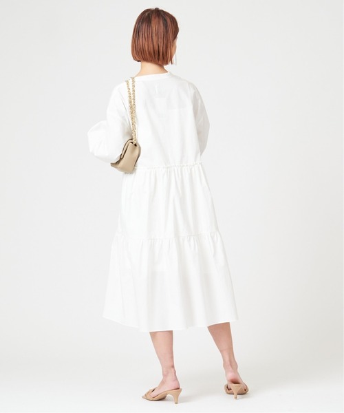 U by SPICK&SPAN(ユーバイスピックアンドスパン)の「ティアード ミディドレス◆(ワンピース・レディース・ホワイト/ブラック/サックスブルー・FREE)」の9枚目の写真