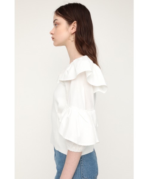 SLY（スライ）の「DOCKING FRILL TOPS ドッキング フリル トップス（シャツ/ブラウス・レディース・グリーン系その他/ブラック/ホワイト・FREE）」の6枚目の写真