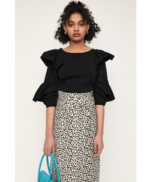 SLY（スライ）の「DOCKING FRILL TOPS ドッキング フリル トップス（シャツ/ブラウス・レディース・グリーン系その他/ブラック/ホワイト・FREE）」の8枚目の写真