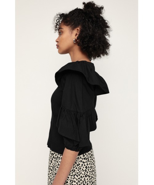 SLY（スライ）の「DOCKING FRILL TOPS ドッキング フリル トップス（シャツ/ブラウス・レディース・グリーン系その他/ブラック/ホワイト・FREE）」の11枚目の写真