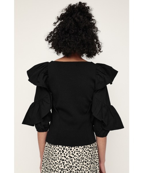 SLY（スライ）の「DOCKING FRILL TOPS ドッキング フリル トップス（シャツ/ブラウス・レディース・グリーン系その他/ブラック/ホワイト・FREE）」の12枚目の写真