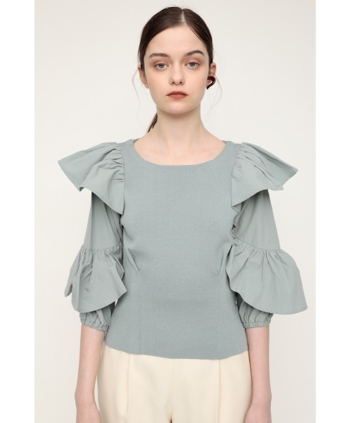 SLY（スライ）の「DOCKING FRILL TOPS ドッキング フリル トップス（シャツ/ブラウス・レディース・グリーン系その他/ブラック/ホワイト・FREE）」の15枚目の写真