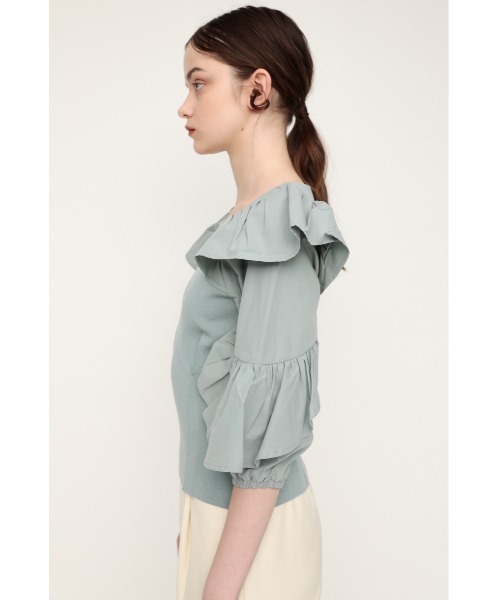 SLY（スライ）の「DOCKING FRILL TOPS ドッキング フリル トップス（シャツ/ブラウス・レディース・グリーン系その他/ブラック/ホワイト・FREE）」の16枚目の写真