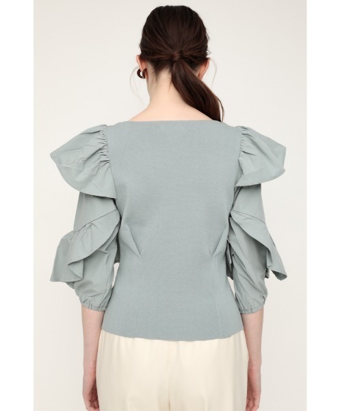 SLY（スライ）の「DOCKING FRILL TOPS ドッキング フリル トップス（シャツ/ブラウス・レディース・グリーン系その他/ブラック/ホワイト・FREE）」の17枚目の写真